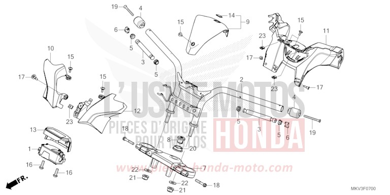 ROHRGRIFF/OBERE BRUECKE/GRIFFABDECKUNG von Forza 750 MAT BETA SILVER METALLIC (NHC08) von 2022
